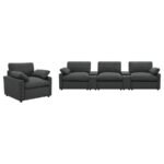 COLLINS UPHOLSTERED POWER RECLINER CHAIR DARK GREY - Image 16