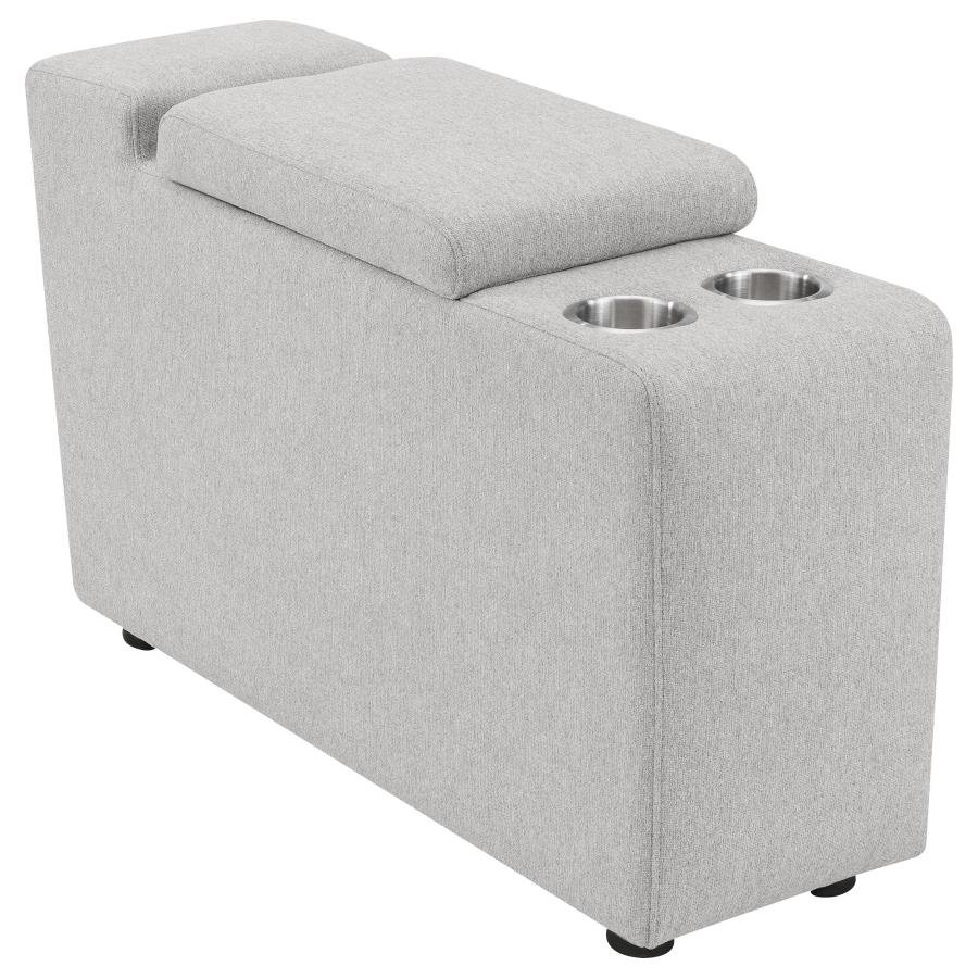 609560CON_02x900.jpg COLLINS UPHOLSTERED MODULAR STORAGE CONSOLE GREY - Image 1