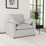 COLLINS UPHOLSTERED POWER RECLINER CHAIR GREY - Image 2
