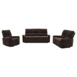 NAVARRO 3-PIECE UPHOLSTERED RECLINING SOFA SET DARK BROWN - Image 2