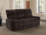 NAVARRO CHENILLE UPHOLSTERED RECLINING SOFA DARK BROWN - Image 2