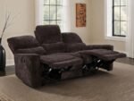 NAVARRO CHENILLE UPHOLSTERED RECLINING SOFA DARK BROWN - Image 3
