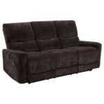 NAVARRO CHENILLE UPHOLSTERED RECLINING SOFA DARK BROWN - Image 4