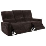 NAVARRO CHENILLE UPHOLSTERED RECLINING SOFA DARK BROWN