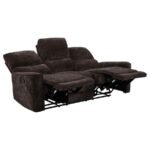 NAVARRO CHENILLE UPHOLSTERED RECLINING SOFA DARK BROWN - Image 5