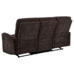 NAVARRO CHENILLE UPHOLSTERED RECLINING SOFA DARK BROWN - Image 7