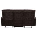 NAVARRO CHENILLE UPHOLSTERED RECLINING SOFA DARK BROWN - Image 8