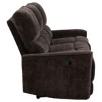 NAVARRO CHENILLE UPHOLSTERED RECLINING SOFA DARK BROWN - Image 9
