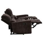 NAVARRO CHENILLE UPHOLSTERED RECLINING SOFA DARK BROWN - Image 11