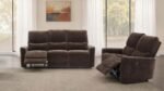 NAVARRO CHENILLE UPHOLSTERED RECLINING SOFA DARK BROWN - Image 15