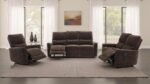 NAVARRO CHENILLE UPHOLSTERED RECLINING SOFA DARK BROWN - Image 16