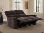 NAVARRO CHENILLE UPHOLSTERED RECLINING LOVESEAT DARK BROWN - Image 3
