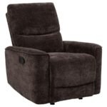 NAVARRO CHENILLE UPHOLSTERED GLIDER RECLINER DARK BROWN - Image 4
