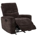 NAVARRO CHENILLE UPHOLSTERED GLIDER RECLINER DARK BROWN