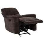 NAVARRO CHENILLE UPHOLSTERED GLIDER RECLINER DARK BROWN - Image 5