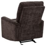 NAVARRO CHENILLE UPHOLSTERED GLIDER RECLINER DARK BROWN - Image 7