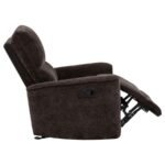 NAVARRO CHENILLE UPHOLSTERED GLIDER RECLINER DARK BROWN - Image 10