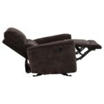 NAVARRO CHENILLE UPHOLSTERED GLIDER RECLINER DARK BROWN - Image 11