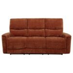 NAVARRO CHENILLE UPHOLSTERED RECLINING SOFA BURNT ORANGE - Image 5