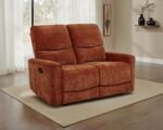 NAVARRO CHENILLE UPHOLSTERED RECLINING LOVESEAT BURNT ORANGE - Image 2