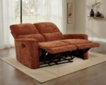 NAVARRO CHENILLE UPHOLSTERED RECLINING LOVESEAT BURNT ORANGE - Image 3