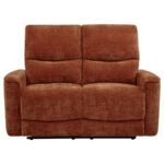 NAVARRO CHENILLE UPHOLSTERED RECLINING LOVESEAT BURNT ORANGE - Image 6