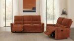 NAVARRO CHENILLE UPHOLSTERED RECLINING LOVESEAT BURNT ORANGE - Image 15