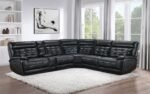 HEWITT LEATHER DUAL POWER RECLINING SECTIONAL SOFA BLACK - Image 2