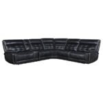 HEWITT LEATHER DUAL POWER RECLINING SECTIONAL SOFA BLACK