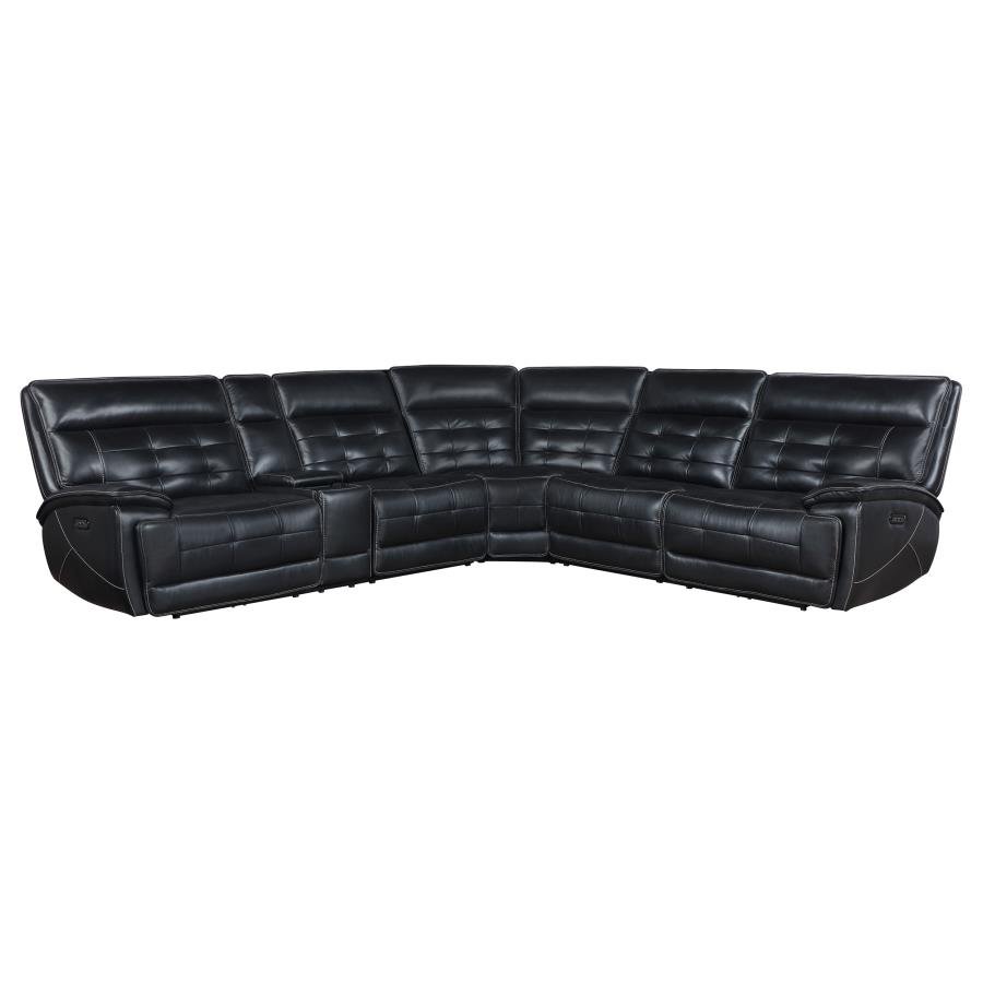 609610PP_03x900.jpg HEWITT LEATHER DUAL POWER RECLINING SECTIONAL SOFA BLACK - Image 1