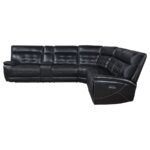 HEWITT LEATHER DUAL POWER RECLINING SECTIONAL SOFA BLACK - Image 3