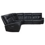 HEWITT LEATHER DUAL POWER RECLINING SECTIONAL SOFA BLACK - Image 5