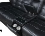 HEWITT LEATHER DUAL POWER RECLINING SECTIONAL SOFA BLACK - Image 6