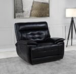 HEWITT LEATHER UPHOLSTERED DUAL POWER RECLINER CHAIR BLACK - Image 2