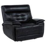 HEWITT LEATHER UPHOLSTERED DUAL POWER RECLINER CHAIR BLACK