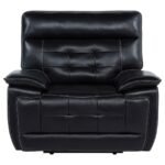 HEWITT LEATHER UPHOLSTERED DUAL POWER RECLINER CHAIR BLACK - Image 5