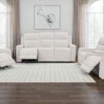 KENNETT 3-PIECE CHENILLE POWER RECLINING SOFA SET IVORY