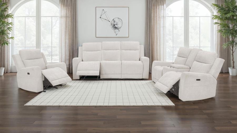 610151P-S3_01x900.jpg KENNETT 3-PIECE CHENILLE POWER RECLINING SOFA SET IVORY - Image 1