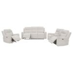 KENNETT 3-PIECE CHENILLE POWER RECLINING SOFA SET IVORY - Image 2