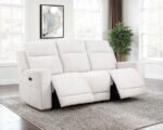 KENNETT CHENILLE UPHOLSTERED POWER RECLINING SOFA IVORY - Image 3