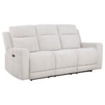 KENNETT CHENILLE UPHOLSTERED POWER RECLINING SOFA IVORY - Image 4