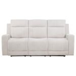 KENNETT CHENILLE UPHOLSTERED POWER RECLINING SOFA IVORY - Image 5