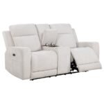 KENNETT CHENILLE UPHOLSTERED POWER RECLINING LOVESEAT IVORY