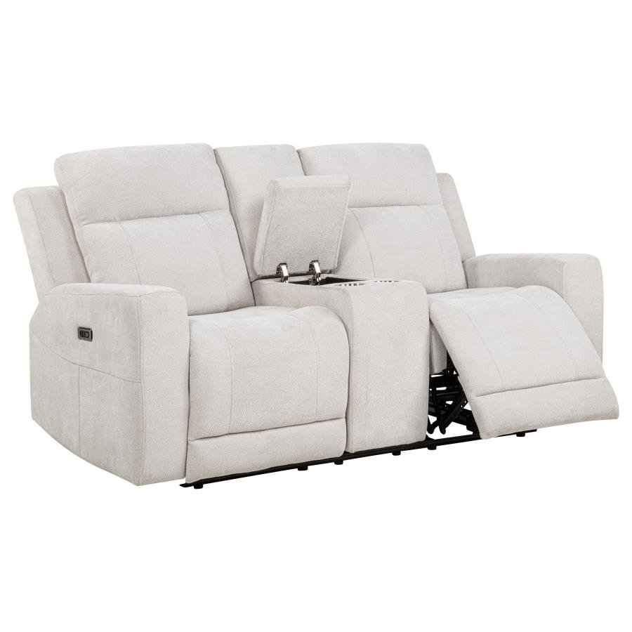 610152P_04x900.jpg KENNETT CHENILLE UPHOLSTERED POWER RECLINING LOVESEAT IVORY - Image 1