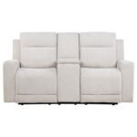KENNETT CHENILLE UPHOLSTERED POWER RECLINING LOVESEAT IVORY - Image 5