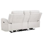KENNETT CHENILLE UPHOLSTERED POWER RECLINING LOVESEAT IVORY - Image 6