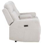 KENNETT CHENILLE UPHOLSTERED POWER RECLINING LOVESEAT IVORY - Image 7