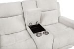 KENNETT CHENILLE UPHOLSTERED POWER RECLINING LOVESEAT IVORY - Image 10