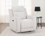 KENNETT CHENILLE UPHOLSTERED POWER RECLINER CHAIR IVORY - Image 2