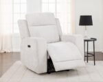KENNETT CHENILLE UPHOLSTERED POWER RECLINER CHAIR IVORY - Image 3